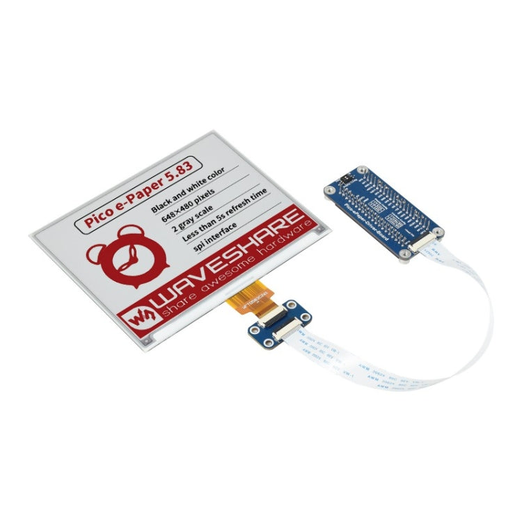 Waveshare 5.83 inch 648x480 Pixel Red Black White E-Paper E-Ink Display Module (B) for Raspberry Pi Pico, SPI Interface, 20127