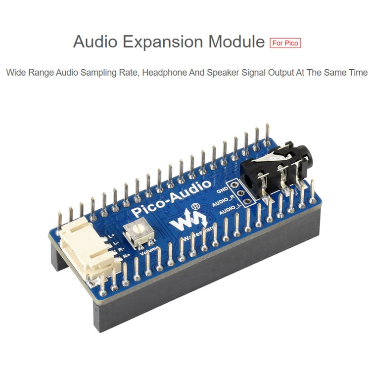 Waveshare Audio Expansion Module for Raspberry Pi Pico, Concurrently Headphone / Speaker Output, 20167