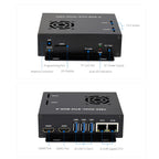 Waveshare Dual Gigabit Ethernet Mini-Computer with Metal Case & Cooling Fan for Raspberry Pi CM4, Dual Gigabit Ethernet
