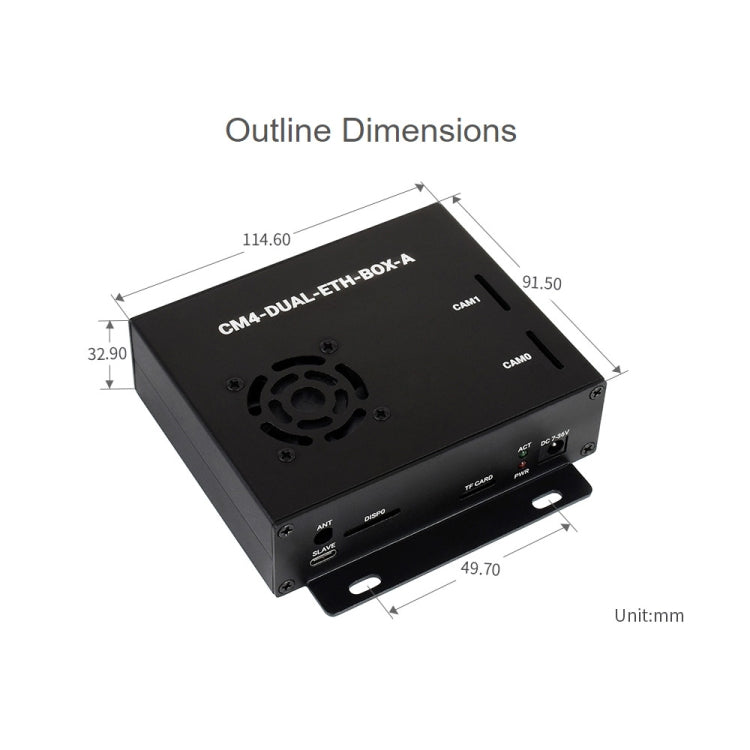 Waveshare Dual Gigabit Ethernet Mini-Computer with Metal Case & Cooling Fan for Raspberry Pi CM4, Dual Gigabit Ethernet