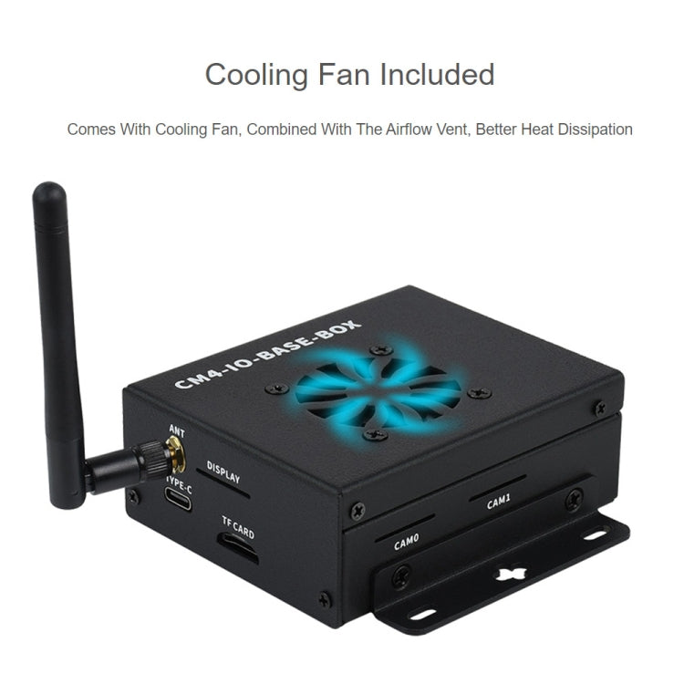 Waveshare Mini IO Board Lite Ver Mini-Computer Base Box with Metal Case & Cooling Fan for Raspberry Pi CM4, IO Board Lite Ver