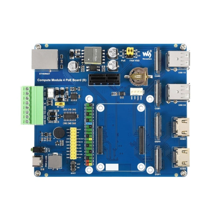 Waveshare Compute Module IO Board with PoE Feature (Type B) for Raspberry Pi all Variants of CM4, Type B for Raspberry Pi  CM4