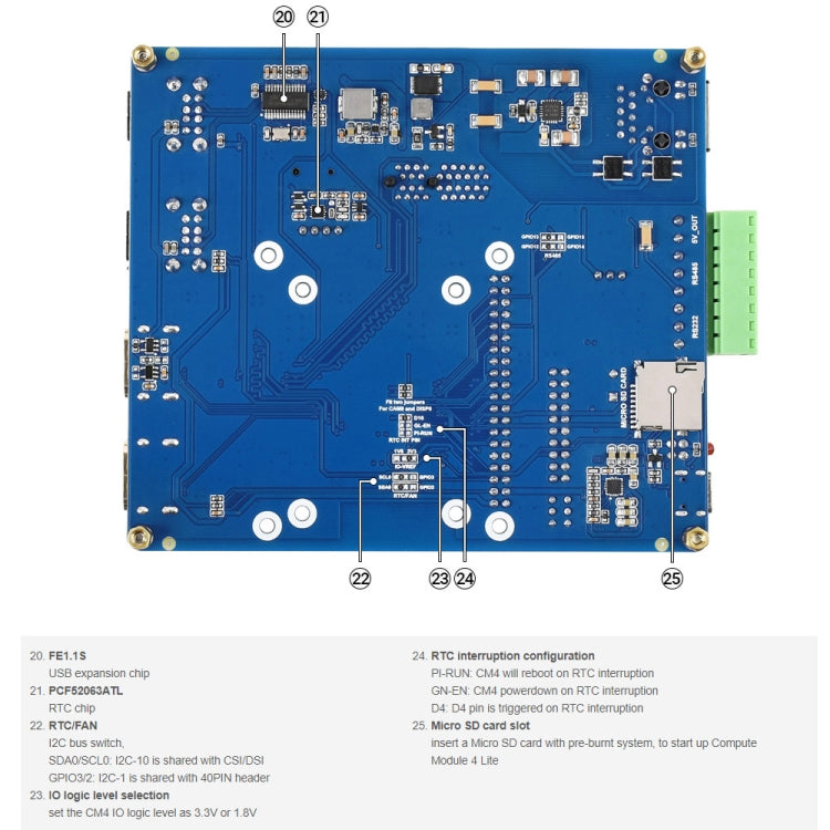 Waveshare Compute Module IO Board with PoE Feature (Type B) for Raspberry Pi all Variants of CM4, Type B for Raspberry Pi  CM4