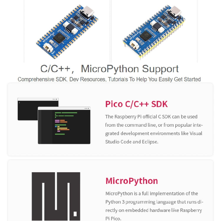 Waveshare RP2040-Plus Pico-like MCU Board Based on Raspberry Pi MCU RP2040, without Pinheader, RP2040-Plus without Pinheader