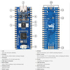 Waveshare RP2040-Plus Pico-like MCU Board Based on Raspberry Pi MCU RP2040, without Pinheader, RP2040-Plus without Pinheader