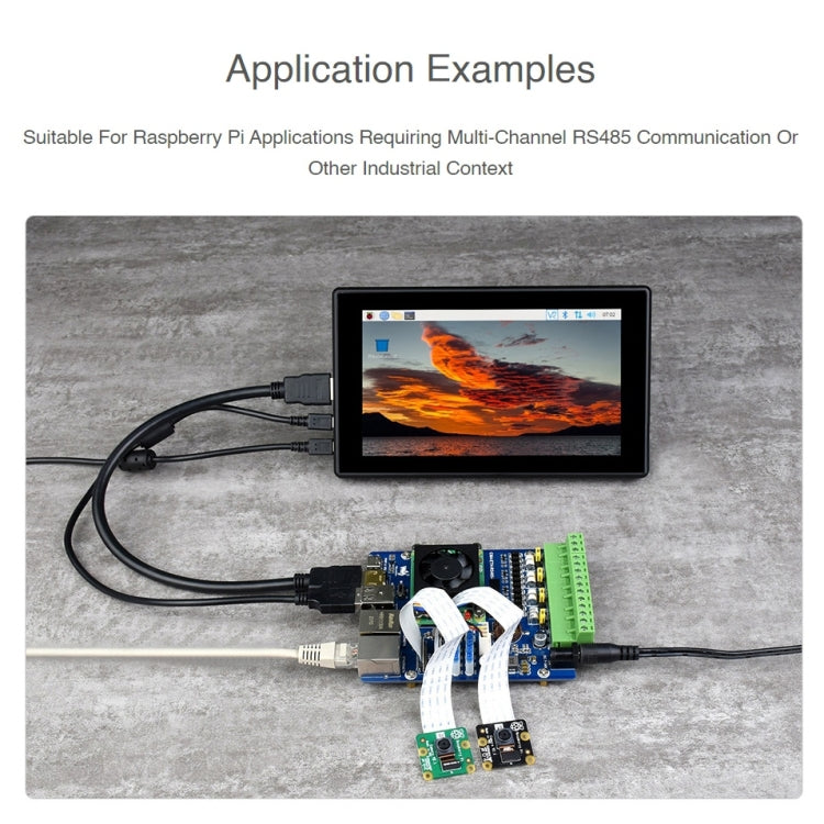 Waveshare Dual ETH Quad RS485 Base Board B for Raspberry Pi CM4, Gigabit Ethernet