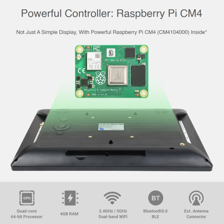 WAVESHARE Mini-Computer Powered by Raspberry Pi CM4 Touch Screen, Raspberry Pi CM4 Touch Screen EU Plug, Raspberry Pi CM4 Touch Screen UK Plug, Raspberry Pi CM4 Touch Screen US Plug