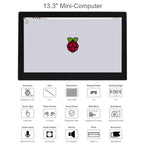 Waveshare 13.3 inch Mini-Computer Powered by Raspberry Pi 3A+, HD Touch Screen