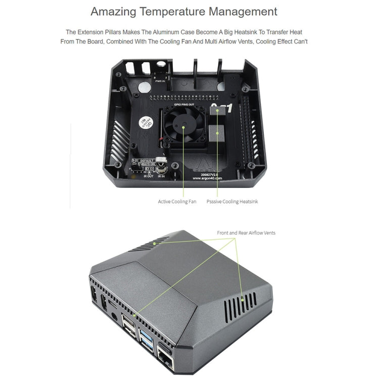 Waveshare Argon One Aluminum Case For Raspberry Pi 4, with Safe Power Button, Argon One