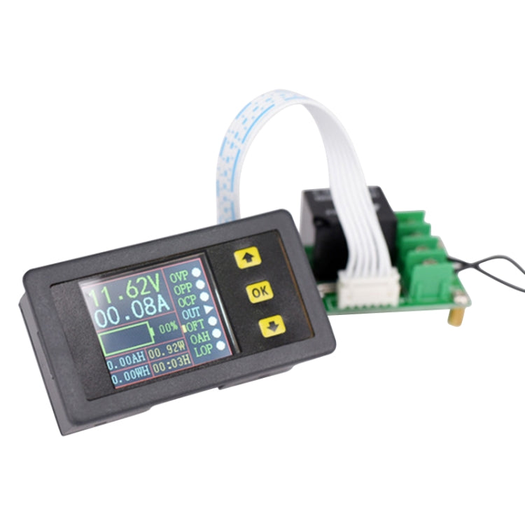 90V 20A Color Dual-Display Voltage Current Meter Charge Discharge Measurement Counter with Relay, With Relay