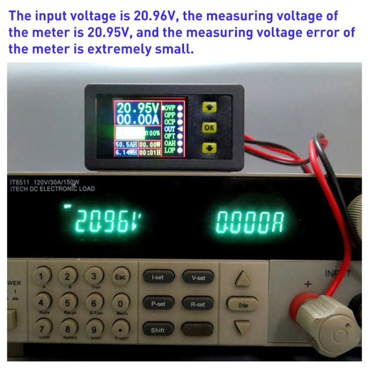 90V 20A Color Dual-Display Voltage Current Meter Charge Discharge Measurement Counter with Relay, With Relay