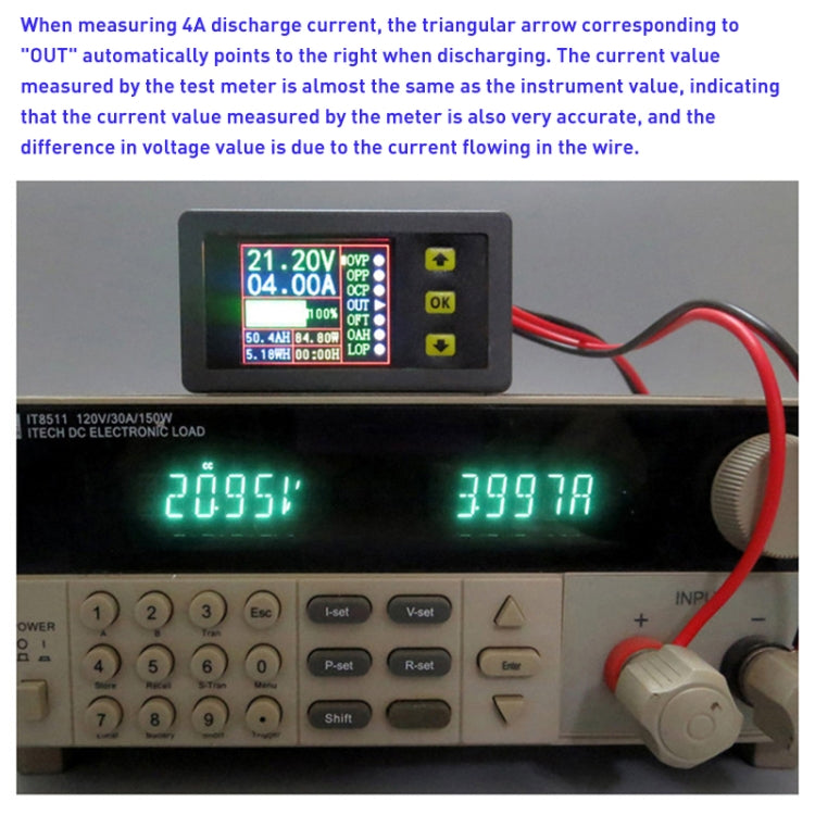 90V 20A Color Dual-Display Voltage Current Meter Charge Discharge Measurement Counter with Relay, With Relay
