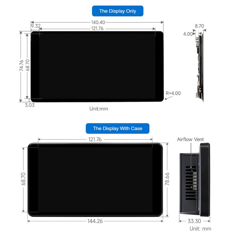 Waveshare 5.5 inch 1440 x 2560 2K Capacitive Touch LCD Display IPS Screen for Raspberry Pi , HDMI Interface, 5.5 inch
