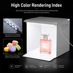 20cm Folding Portable 550LM Light Photo Lighting Studio Shooting Tent Box Kit with 6 Colors Backdrops (Black, White, Yellow, Red, Green, Blue), Unfold Size: 24cm x 23cm x 23cm