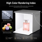 20cm Include 2 LED Panels Folding Portable 1100LM Light Photo Lighting Studio Shooting Tent Box Kit with 6 Colors Backdrops (Black, White, Yellow, Red, Green, Blue), Unfold Size: 24cm x 23cm x 23cm