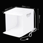 23cm Ring LED Panel Folding Portable Light Photo Lighting Studio Shooting Tent Box Kit with 6 Colors Backdrops (Black, White, Yellow, Red, Green, Blue), Unfold Size: 24cm x 23cm x 23cm