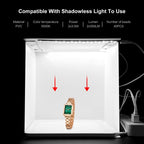 20cm Include 2 LED Panels Folding Portable 1100LM Light Photo Lighting Studio Shooting Tent Box Kit with 2 Colors Backdrops (Black, White), Unfold Size: 24cm x 23cm x 23cm