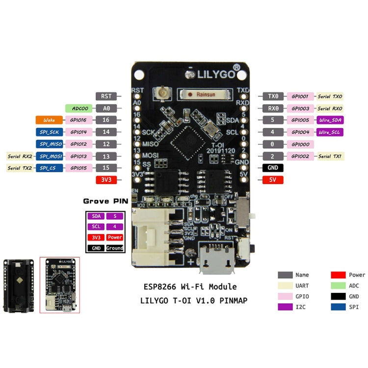 TTGO T-OI ESP8266 Chip Rechargeable 16340 Battery Holder Development Board, T-OI ESP8266 Development Board