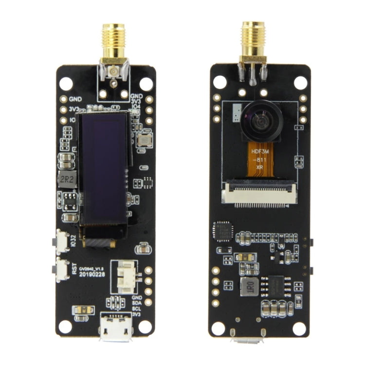 TTGO Fish-eye Lens Camera Module OV2640 SMA WiFi 0.91 OLED Development Board with 3dbi Antenna, Fish-eye Lens