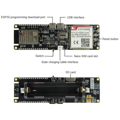 TTGO T-SIM7600E-H ESP32 WiFi Bluetooth 18560 Battery Holder Solar Charge Module Development Board, T-SIM7600E-H