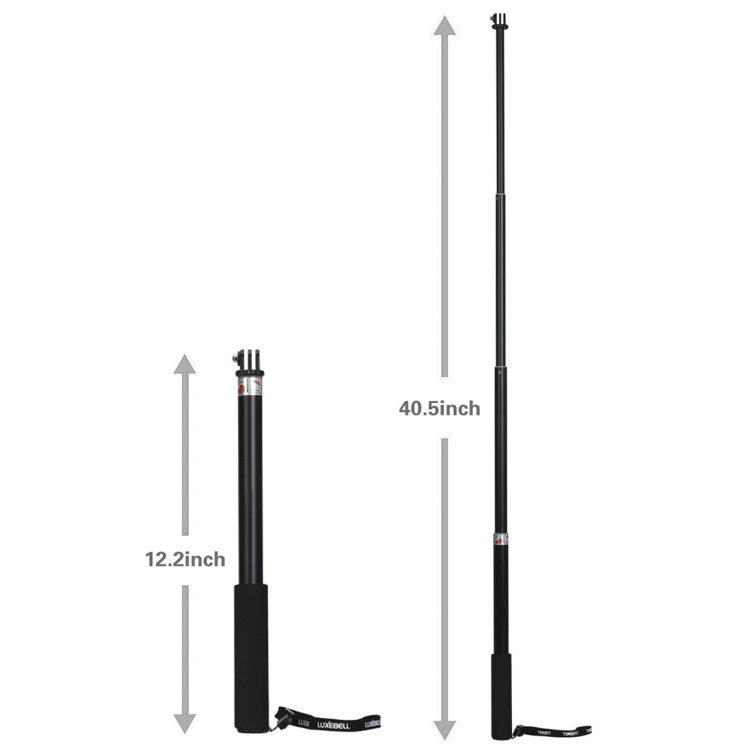 For DJI / Insta360 / GoPro and Other Action Camera Universal Aluminum Alloy Selfie Stick with Adapter, Length: 25-75cm, Length: 25-75cm