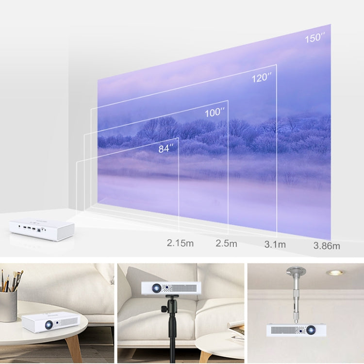 TOUMEI V6 3800 Lumens Android 9.0 3D Smart DLP Projector, 2GB+32GB, Support Dual Band WiFi / Bluetooth / HDMI / TF Card / RJ45