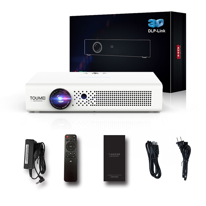TOUMEI V6 3800 Lumens Android 9.0 3D Smart DLP Projector, 2GB+32GB, Support Dual Band WiFi / Bluetooth / HDMI / TF Card / RJ45