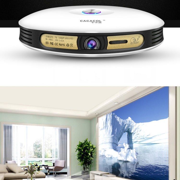 CACACOL ITC-DO8 220LM WiFi Smart 1280*800 DLP DMD LED Portable Projector with Remote Control,  Android 6.1 , MSD6A628 Quad Core, 2GB RAM, 16GB ROM, WiFi, BT, HDMI, without Tripod Holder, ITC-DO8