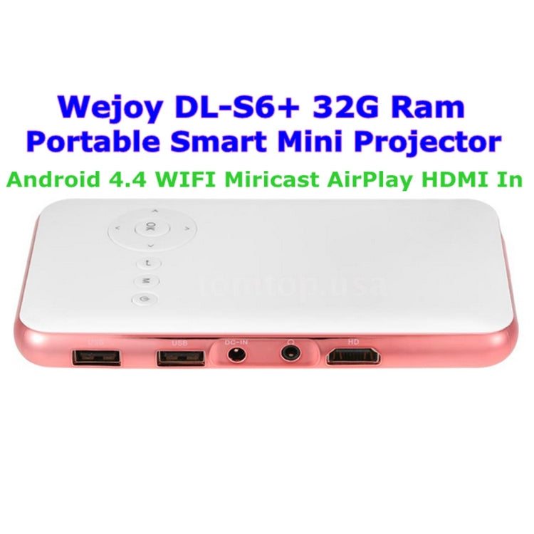 Wejoy DL-S6+ 1000 Lumens 854x480 Smart Mini Projector, RK3128 CPU, 1GB+32GB, Android 4.4, Bluetooth, WiFi, HDMI, DL-S6+/Rose Gold
