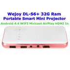 Wejoy DL-S6+ 1000 Lumens 854x480 Smart Mini Projector, RK3128 CPU, 1GB+32GB, Android 4.4, Bluetooth, WiFi, HDMI, DL-S6+/Rose Gold