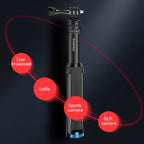 RUIGPRO One-piece Handheld Tripod Selfie Stick Telescopic Monopod Mount for DJI, Insta360, GoPro and Other Action Cameras, Black)
