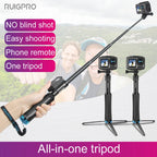 RUIGPRO One-piece Handheld Tripod Selfie Stick Telescopic Monopod Mount for DJI, Insta360, GoPro and Other Action Cameras, Black)