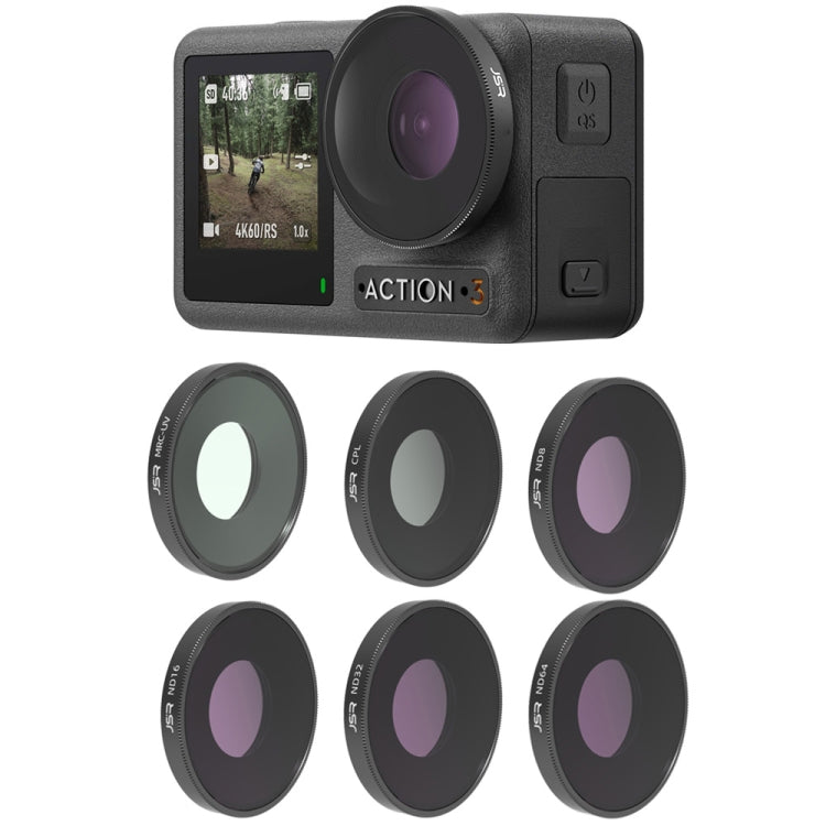 JSR 4 in 1 UV CPL ND8 ND16 ND32 ND64 Lens Filter For DJI Osmo Action 3, 6 in 1