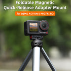 For DJI Osmo Action 5 Pro / 4 / 3 Sunnylife Foldable Magnetic Quick Release Mount Action Camera Selfie Stick Tripod Adapter Cam Stand, AD887 For DJI Osmo 360 / Action 5 Pro
