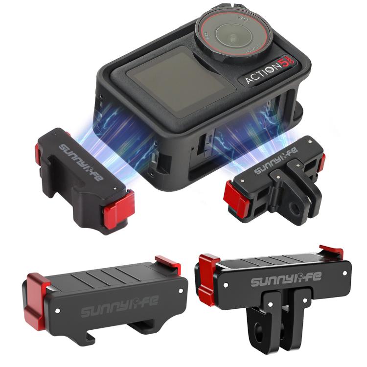 For DJI Osmo Action 5 Pro / 4 / 3 Sunnylife Foldable Magnetic Quick Release Mount + Magnetic Cold Shoe Adapter, AD938+AD887 For DJI Osmo Action 5 Pro / 4 / 3