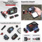 For DJI Osmo Action 5 Pro / 4 / 3 Sunnylife Foldable Magnetic Quick Release Mount + Magnetic Cold Shoe Adapter, AD938+AD887 For DJI Osmo Action 5 Pro / 4 / 3