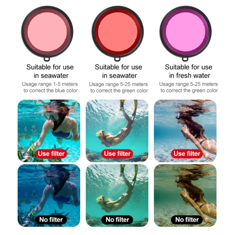 For DJI Osmo Action 5 Pro Housing Diving Color Lens Filter, For DJI Osmo Action 5 Pro / 4 / 3