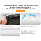 For DJI Action 6 Sunnylife 2-in-1 Detachable Protective Frame & Street Photography Handle Ergonomic Hand Grip Quick Release Shutter Handle, For DJI Action 6