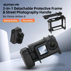 For DJI Action 6 Sunnylife 2-in-1 Detachable Protective Frame & Street Photography Handle Ergonomic Hand Grip Quick Release Shutter Handle, For DJI Action 6