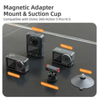 Sunnylife Magnetic Quick-Release Ball-Joint Adapter Mount 360 Rotatable Suction Cup Bracket For DJI Osmo 360 / Action 5 Pro / 4 / 3, For DJI Osmo 360 / Action 5 Pro / 4 / 3