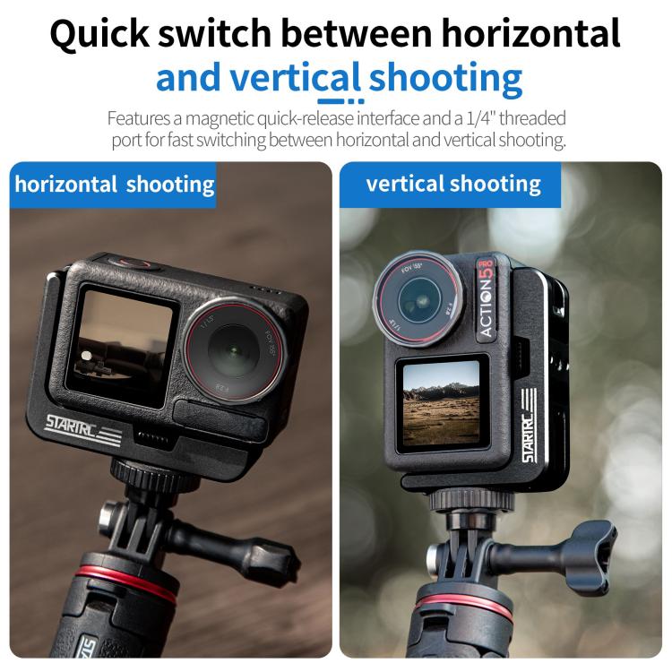 For DJI Osmo Action 5 Pro / 4 / 3 STARTRC L-shaped Magnetic Quick Release Bracket, For DJI Osmo Action 5 Pro / 4 / 3