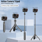 VT-12 Tabletop Tripod Telescopic 1/4 BallHead Selfie Stick for GoPro, Action Camera, VT-12