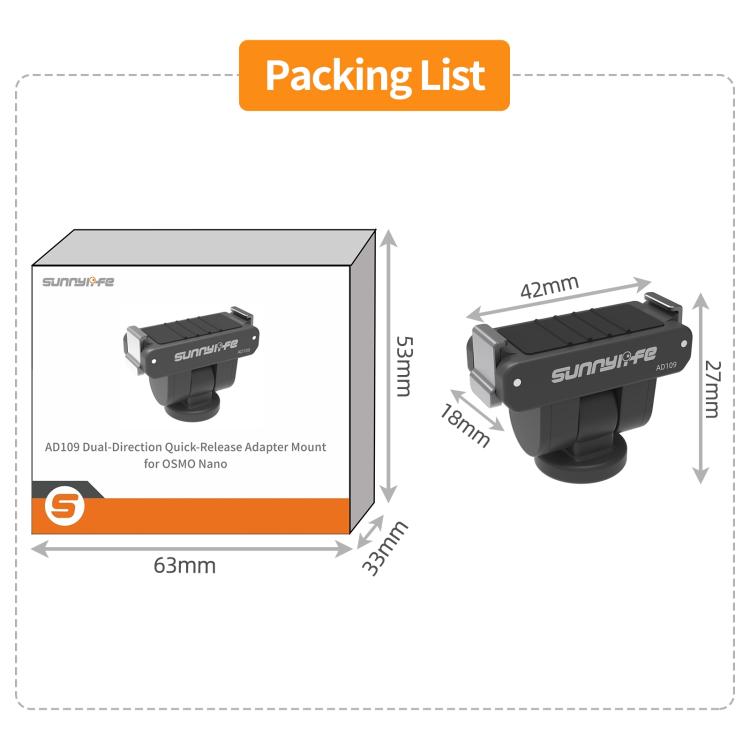 For DJI Osmo 360 Sunnylife Dual-Direction Magnetic Quick Release Adapter Mount, AD109 For DJI Osmo 360