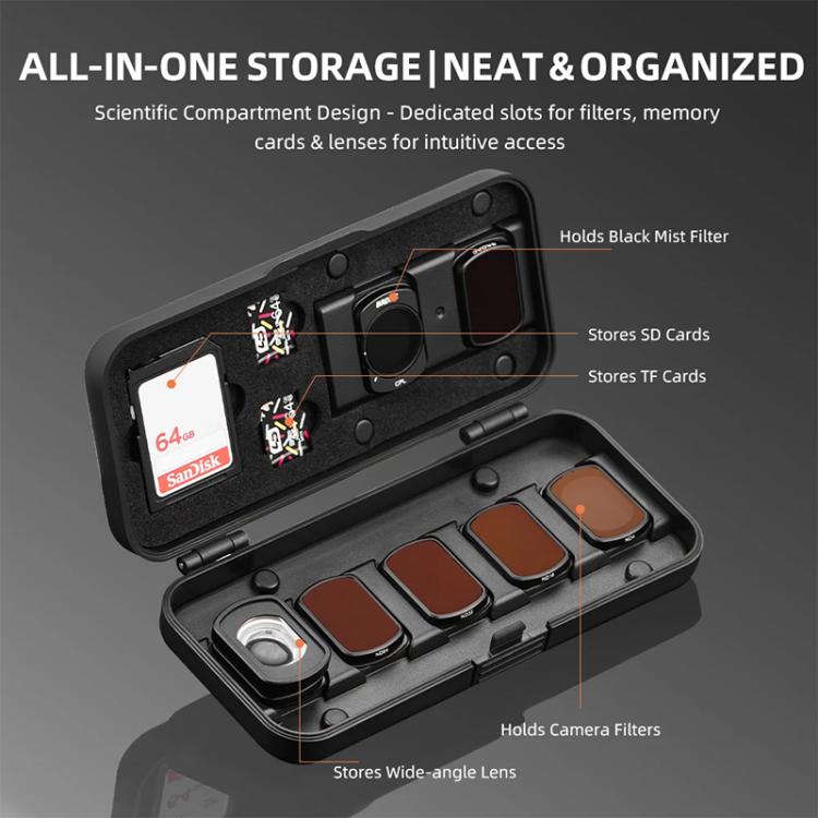 BRDRC Storage Case for DJI Osmo Pocket 3 Filter, TF/SD Card, Wide-Angle & Macro Lens Organizer, For DJI Osmo Pocket 3 Filter