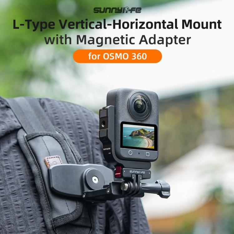 For DJI Osmo 360 Sunnylife Metal L-Type Vertical-Horizontal Mount with Magnetic Adapter Quick Release Mount Adapter Stand, ZJ032 For DJI Osmo 360