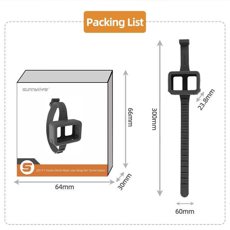 For DJI Osmo Nano Sunnylife Vision Dock Strap Wristband Expansion Band Silicone Protective Cover Bicycle Strap Cat Collar, For DJI Osmo Nano Vision Dock Cover