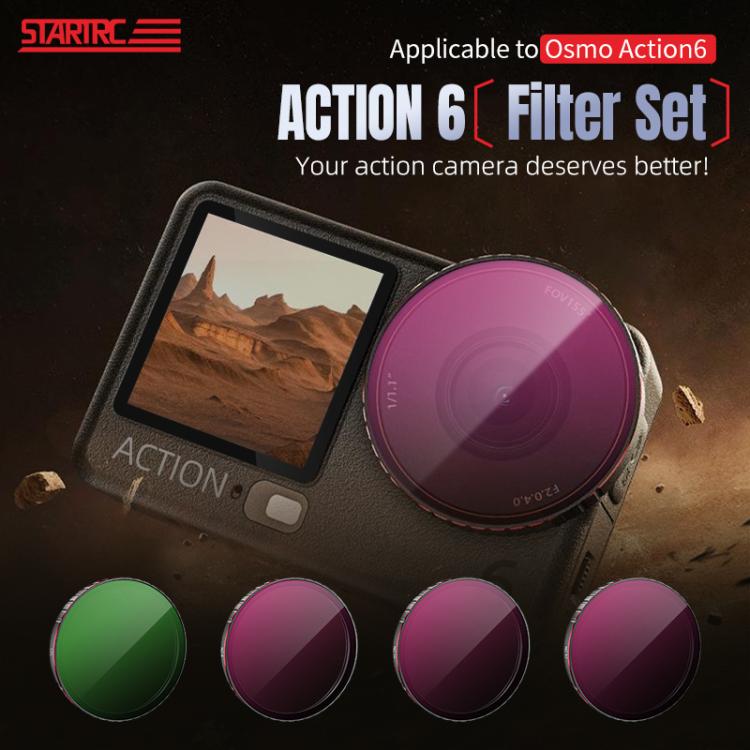 For DJI Osmo Action 6 STARTRC 4 in 1 CPL ND8 ND16 ND32 Camera Lens Filter, For DJI Osmo Action 6