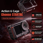 For DJI Osmo Action 6 STARTRC Metal Cage Frame with Cold Shoe, For DJI Osmo Action 6 Metal Cage