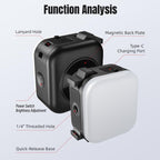 For DJI Osmo Pocket 3 STARTRC Cat Ears Magnetic Three Colors LED Fill Light with Fixed Clamp, For DJI Osmo Action 6 / 5 Pro / 4 / 3