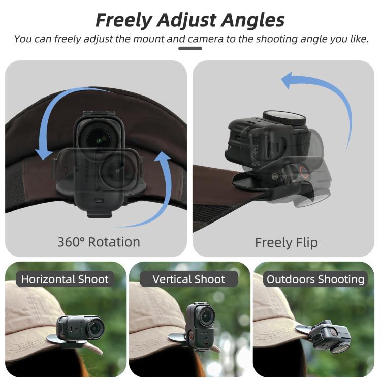 For DJI Osmo Nano Sunnylife Baseball Hat Clip Mount Baseball Cap Clamp Quick Release Mount Camera POV Vlog Holder, ON-J064 Cap Clamp